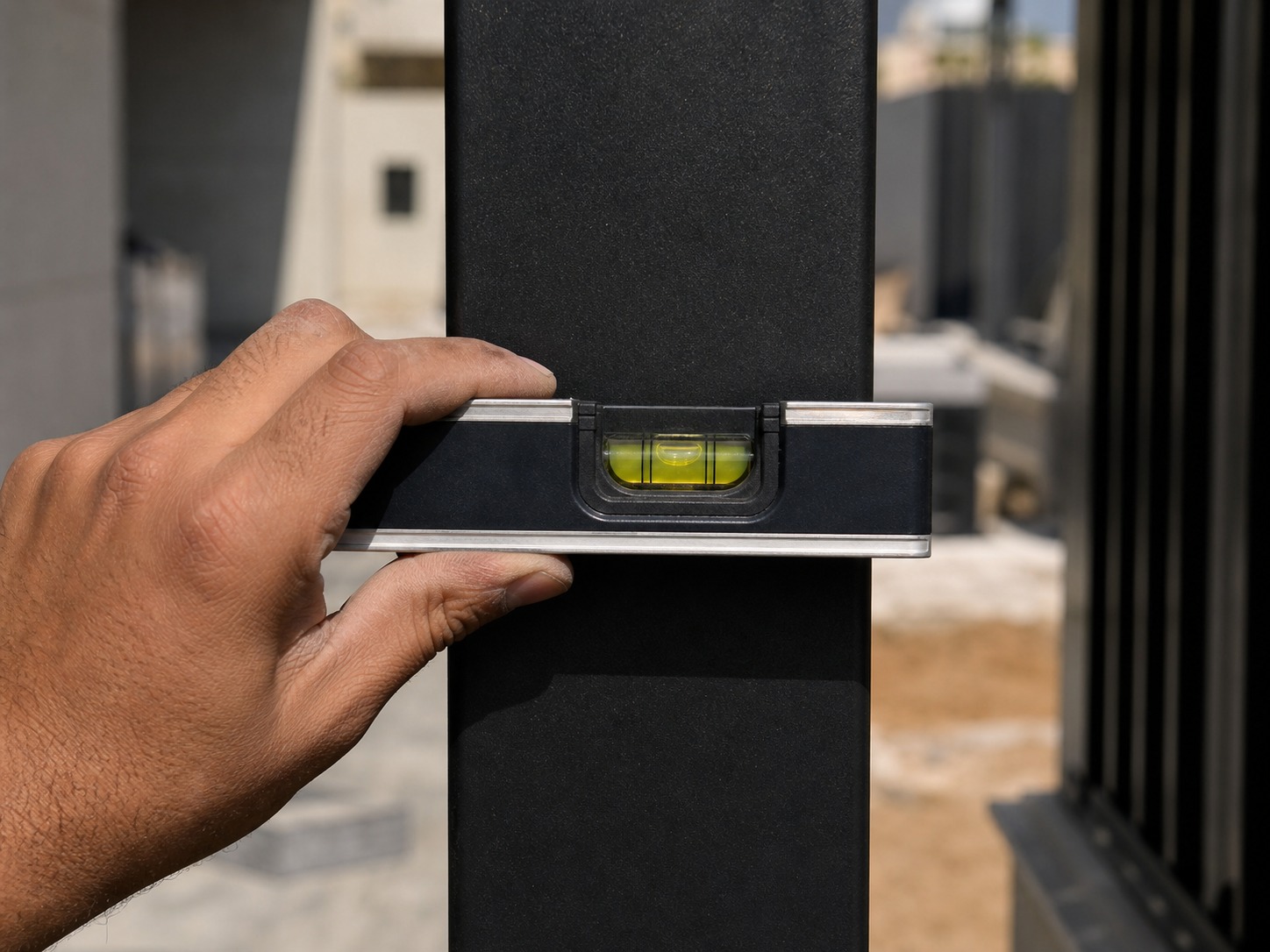 Installation — level check on gate post