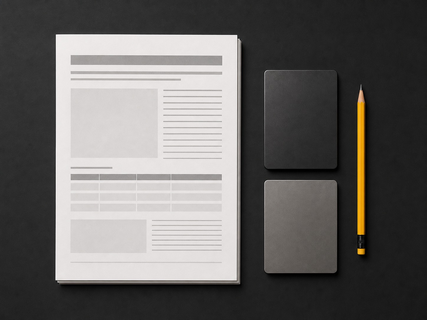 Written scope document on desk with samples