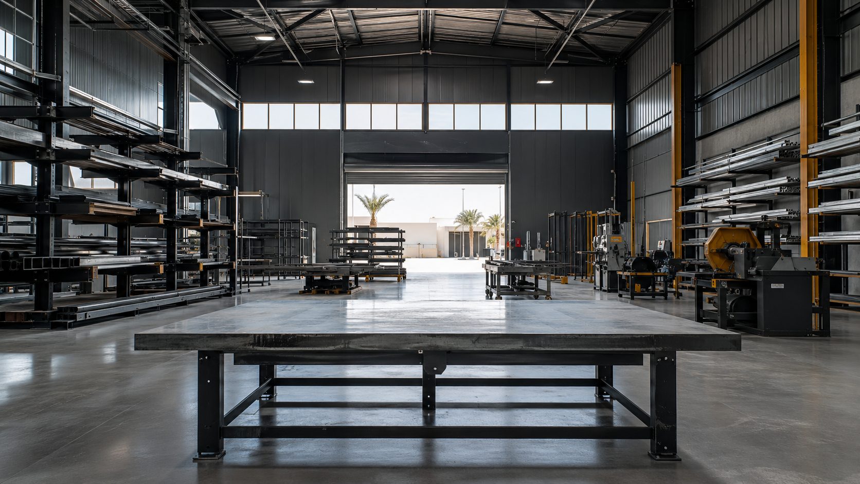 Workshop wide — organised, lit, in use